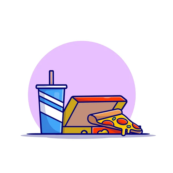 Pizza Soda Cartoon Vector Icon Illustration Food Drink Icon Concept — Stockový vektor