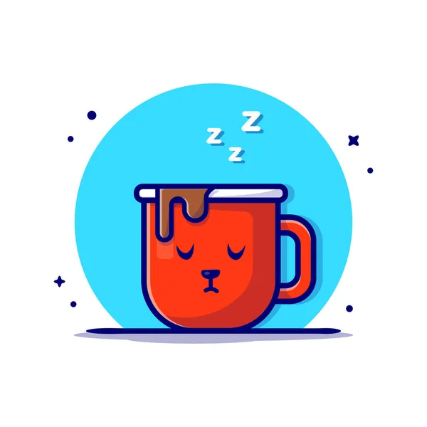 Cute Hot Coffee Sleeping Cartoon Vector Icon Illustration Food Drink — Stock Vector