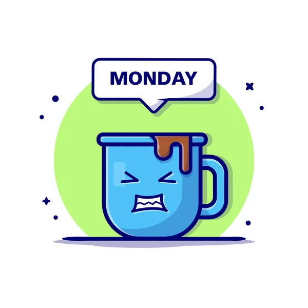 Cute Coffee Annoyed Face Cartoon Vector Icon Illustration Еда Напитки — стоковый вектор