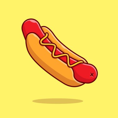 Hotdog Cartoon Vector Icon Illustration. Food Object Icon Concept Isolated Premium Vector. Flat Cartoon Style