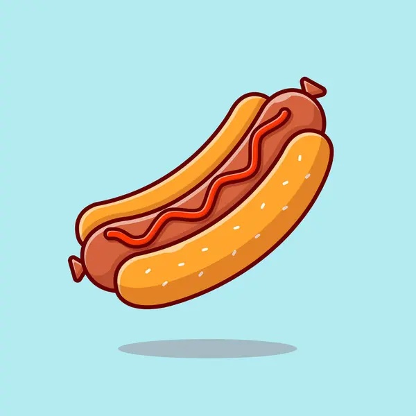 Hotdog Cartoon Vector Icon Illustration. Food Object Icon Concept Isolated Premium Vector. Flat Cartoon Style