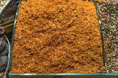 Saffron in the Grand Bazaar, Istanbul. Close Up. selective Focus