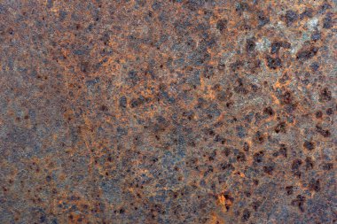 Eski demir bir çarşaf. Eski çatlak boya. Paslı metal yüzey. Paslı çelik. Eski tarz. Paslı demir. arkaplan ve metin için. Yakın plan. Oksitlenme, yıkım.