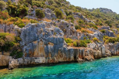 The ruins of a sunken ancient city on the island of Kekova another name for Karavola, Lycian Dolichiste near Demre and Kas in Turkey in the province of Antalya, one of the centers of Lycia