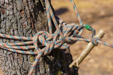 İpte turist düğümü. Metin için kopyalama alanı olan arkaplan