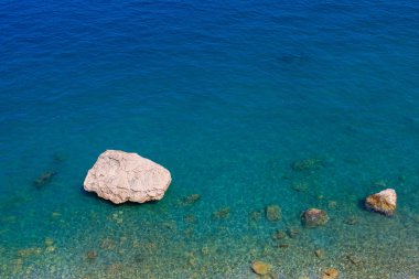 Çok güzel bir zemin ya da deniz suyunun kayalık bir kıyısı ve seçici bir odağı var..