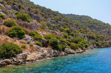 The ruins of a sunken ancient city on the island of Kekova another name for Karavola, Lycian Dolichiste near Demre and Kas in Turkey in the province of Antalya, one of the centers of Lycia
