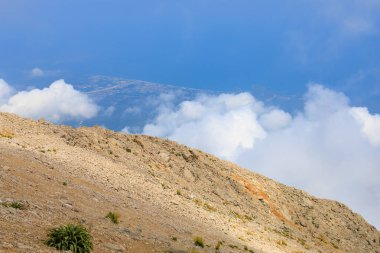 Very beautiful view from the top of Mount Tahtali or Olympos of the Kemer district of Antalya province in Turkey. A popular tourist spot for sightseeing and skydiving. Background or landscape
