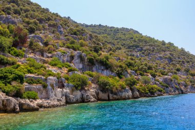 The ruins of a sunken ancient city on the island of Kekova another name for Karavola, Lycian Dolichiste near Demre and Kas in Turkey in the province of Antalya, one of the centers of Lycia
