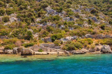 The ruins of a sunken ancient city on the island of Kekova another name for Karavola, Lycian Dolichiste near Demre and Kas in Turkey in the province of Antalya, one of the centers of Lycia