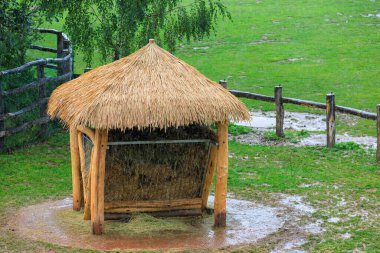 Samanları depolamak için depo. Seçici odak ve kopyalama alanı olan rostat arkaplanı