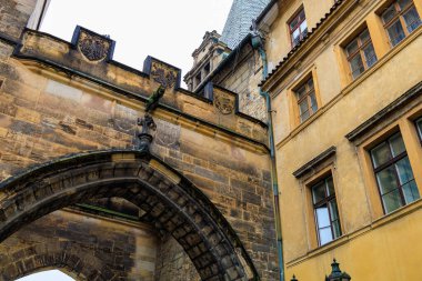 Çek Cumhuriyeti 'nin başkenti Prag' ın eski ve güzel Avrupa mimarisi. Arkaplan veya arkaplan