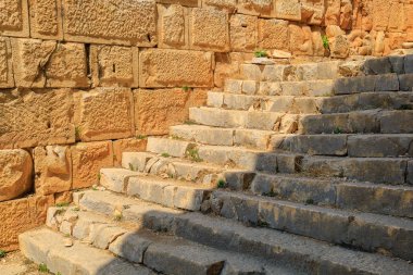 The ruins of the acropolis in Demre, the former Kale in Turkey in the province of Antalya, one of the main centers of Lycia, the ancient city of Myra. Grandiose ancient buildings