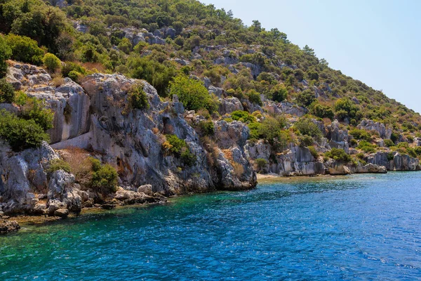 The ruins of a sunken ancient city on the island of Kekova another name for Karavola, Lycian Dolichiste near Demre and Kas in Turkey in the province of Antalya, one of the centers of Lycia