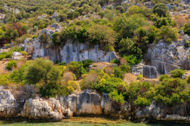 The ruins of a sunken ancient city on the island of Kekova another name for Karavola, Lycian Dolichiste near Demre and Kas in Turkey in the province of Antalya, one of the centers of Lycia
