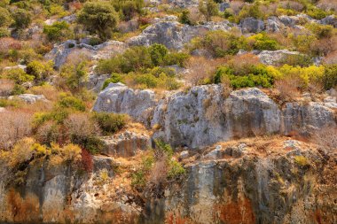 The ruins of a sunken ancient city on the island of Kekova another name for Karavola, Lycian Dolichiste near Demre and Kas in Turkey in the province of Antalya, one of the centers of Lycia