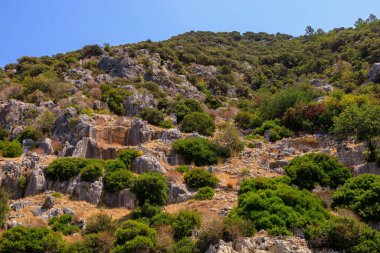 The ruins of a sunken ancient city on the island of Kekova another name for Karavola, Lycian Dolichiste near Demre and Kas in Turkey in the province of Antalya, one of the centers of Lycia