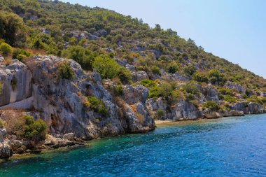 The ruins of a sunken ancient city on the island of Kekova another name for Karavola, Lycian Dolichiste near Demre and Kas in Turkey in the province of Antalya, one of the centers of Lycia