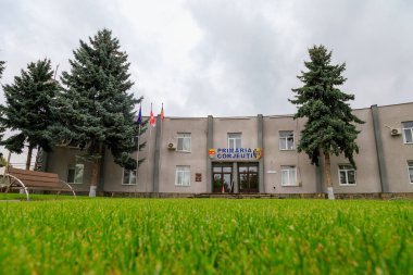 18 Eylül 2021 Corgeuti Moldova Belediye Binası hükümet binası. Editör kullanımı için. Arkaplan