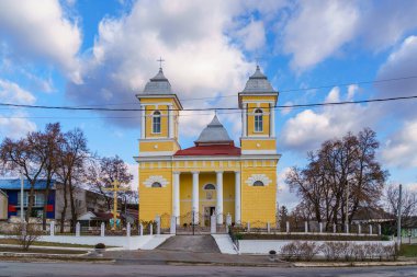 20 Kasım 2021 Lipcani Moldova Ortodoks Kilisesi. İllüstrasyon başyazısı. Metin için kopyalama alanı olan arkaplan