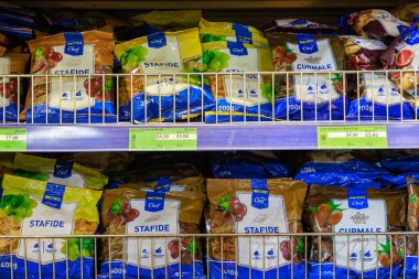 Dried fruits on the store shelf. Illustrative editorial. May 12, 2022 Balti Moldova