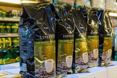 Coffee on the store shelf. Illustrative editorial. May 12, 2022 Balti Moldova