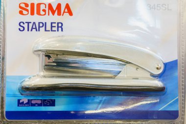 A stapler on a store shelf. Illustrative editorial. February 2, 2022 Balti Moldova