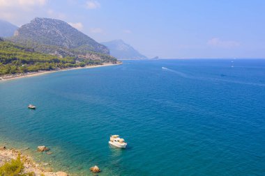 Bay near the mountain coast of the Mediterranean Sea. August 7, 2022 Beldibi Antalya province, Kemer region Turkey.
