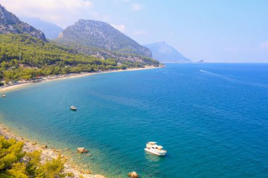 Bay near the mountain coast of the Mediterranean Sea. August 7, 2022 Beldibi Antalya province, Kemer region Turkey.