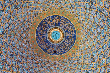 Ceiling vault in a mosque. A typical classical dome. Background or backdrop. August 9, 2022 Kemer, Antalya province, Turkey.