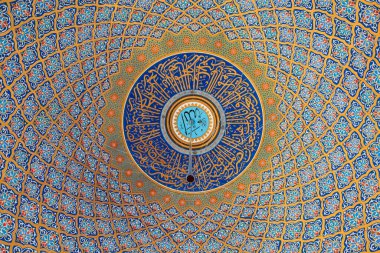 Ceiling vault in a mosque. A typical classical dome. Background or backdrop. August 9, 2022 Kemer, Antalya province, Turkey. clipart