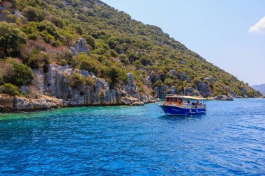 The ruins of a sunken ancient city, one of the centers of Lycia. August 10, 2022 Kekova island, Demre district in Antalya province, Turkey
