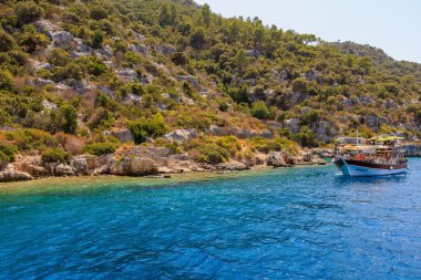 The ruins of a sunken ancient city, one of the centers of Lycia. August 10, 2022 Kekova island, Demre district in Antalya province, Turkey
