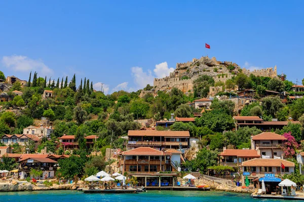 Rocky Turkish coast, a popular tourist route to the island of Kekova. August 10, 2022 Demre Turkey.