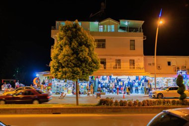 August 11, 2022 Beldibi, Kemer district, Antalya Province, Turkey. Night view of the tourist resort Turkish village.