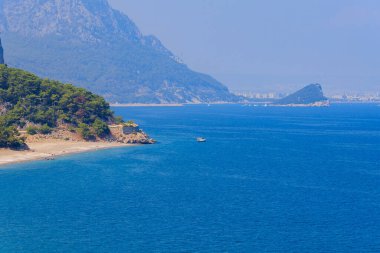 Bay near the mountain coast of the Mediterranean Sea. August 7, 2022 Beldibi Antalya province, Kemer region Turkey.