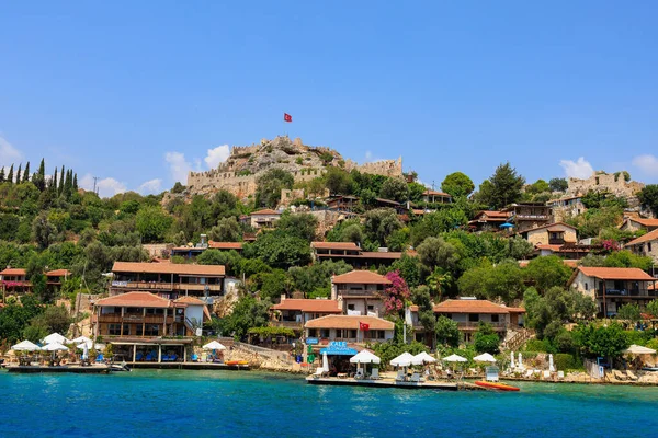 Rocky Turkish coast, a popular tourist route to the island of Kekova. August 10, 2022 Demre Turkey.