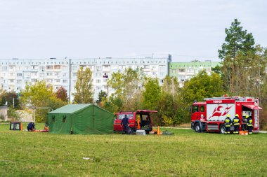 Fire Rescue Team of the Ministry of Emergency Situations. October 12, 2022 Balti Moldova.