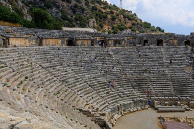 Greco-Roman amphitheater in Demre formerly Kale in Turkey in the province of Antalya of the ancient city of Myra. August 10, 2022 Demre Turkey
