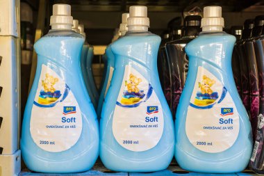 Fabric softener Aro. Department of cleanliness in the supermarket. October 11, 2022 Beltsy Moldova.