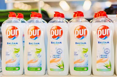Dishwashing liquid. Department of cleanliness in the supermarket. October 11, 2022 Beltsy Moldova.