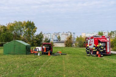 Fire Rescue Team of the Ministry of Emergency Situations. October 12, 2022 Balti Moldova.