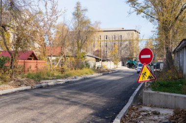New road. Repair of intra-yard or intra-quarter roads, background. November 4, 2022 Beltsy Moldova
