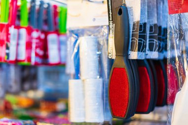 Brushes for clothes care. Department of cleanliness in the supermarket. October 11, 2022 Beltsy Moldova.