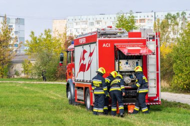 Fire Rescue Team of the Ministry of Emergency Situations. October 12, 2022 Balti Moldova.