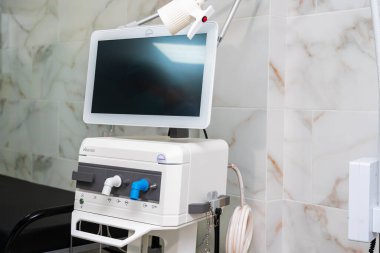 Monitor with selective focus. Medical equipment in the maternity ward of the hospital. October 12, 2022 Beltsy Moldova