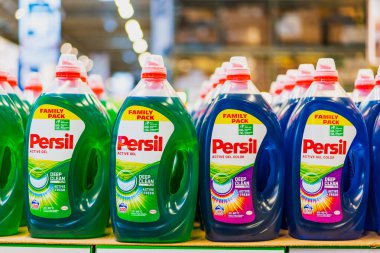 Liquid powder Persil. Department of cleanliness in the supermarket. October 11, 2022 Beltsy Moldova.