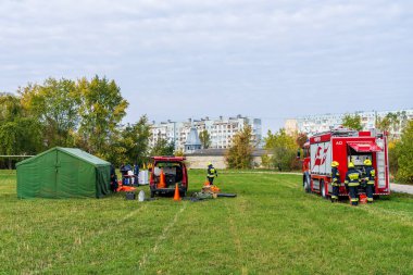 Fire Rescue Team of the Ministry of Emergency Situations. October 12, 2022 Balti Moldova.