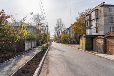 New road. Repair of intra-yard or intra-quarter roads, background. November 4, 2022 Beltsy Moldova