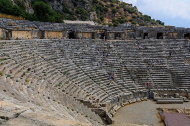 Greco-Roman amphitheater in Demre formerly Kale in Turkey in the province of Antalya of the ancient city of Myra. August 10, 2022 Demre Turkey